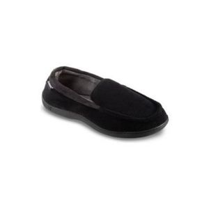 Isotoner Men's Jared Memory Foam Moc Slippers, Black